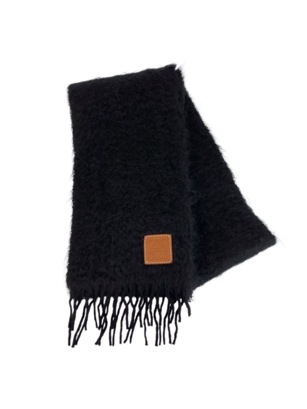 Loewe Anagram Black Brown Wool Mohair Scarf Shawl
